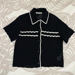 Abercrombie & Fitch Black Crochet Cardigan